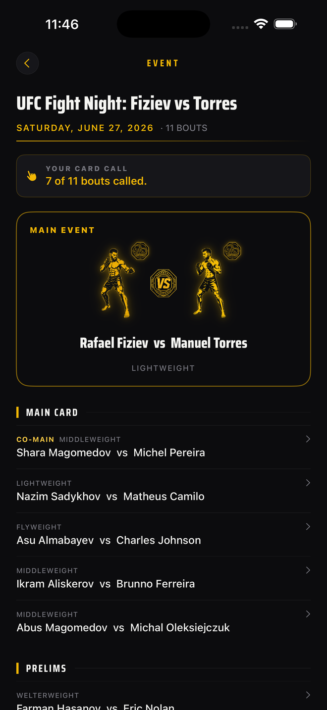 ROUNDCALL event card with Your Card Call